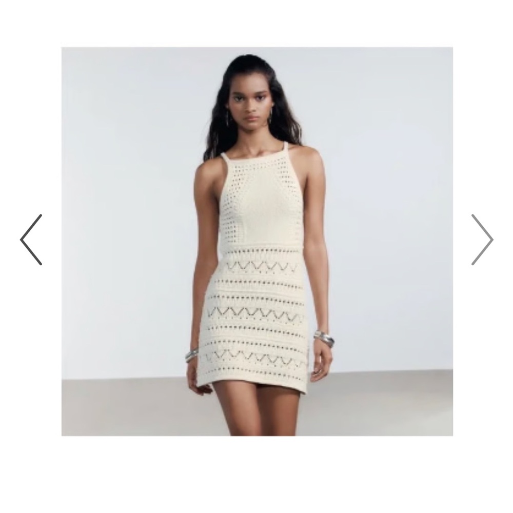Zara Cream Crochet Mini Dress